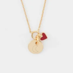 Best HappyBulle Collier coeur émail rouge personnalisé médaille plaqué or 10 mm