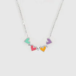 Hot HappyBulle Collier enfant cœur email multicolore argent Argent rhodié 925