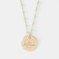 Online HappyBulle Collier EVJF perles Miyuki colorées personnalisé médaille gravée plaqué or 15 mm