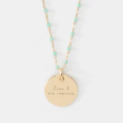 Online HappyBulle Collier EVJF perles Miyuki colorées personnalisé médaille gravée plaqué or 15 mm