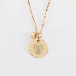 Discount HappyBulle Collier mini coeur bombé Mariée personnalisé médaille gravée plaqué or 15 mm Plaqué or 18k