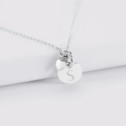 New HappyBulle Collier mini coeur bombé personnalisé médaille gravée argent 10 mm Argent rhodié 925
