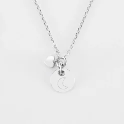 New HappyBulle Collier mini coeur bombé personnalisé médaille gravée argent 10 mm Argent rhodié 925