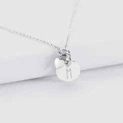New HappyBulle Collier mini coeur bombé personnalisé médaille gravée argent 10 mm Argent rhodié 925