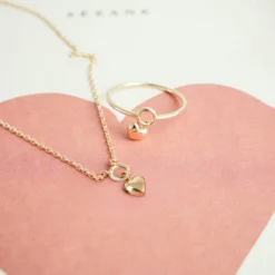 Clearance HappyBulle Collier mini coeur bombé plaqué or Plaqué or 18k