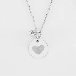 Clearance HappyBulle Collier mini coeur scintillant Mariée personnalisé médaille gravée argent 15 mm Argent rhodié 925