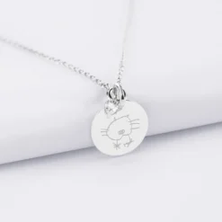 Sale HappyBulle Collier mini coeur scintillant personnalisé médaille gravée argent 15 mm Argent rhodié 925