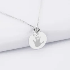 Sale HappyBulle Collier mini coeur scintillant personnalisé médaille gravée argent 15 mm Argent rhodié 925