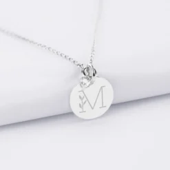 Sale HappyBulle Collier mini coeur scintillant personnalisé médaille gravée argent 15 mm Argent rhodié 925
