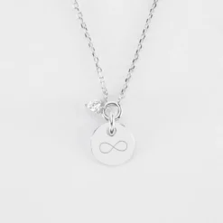 Sale HappyBulle Collier mini coeur scintillant personnalisé médaille gravée argent 10 mm Argent rhodié 925