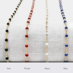 Hot HappyBulle Collier perles colorées personnalisé médaille gravée plaqué or 19 mm