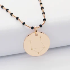 Hot HappyBulle Collier perles colorées personnalisé médaille gravée plaqué or 19 mm