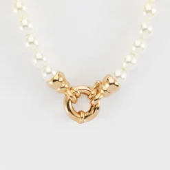 Hot HappyBulle Collier perles de Majorque fermoir marin plaqué or