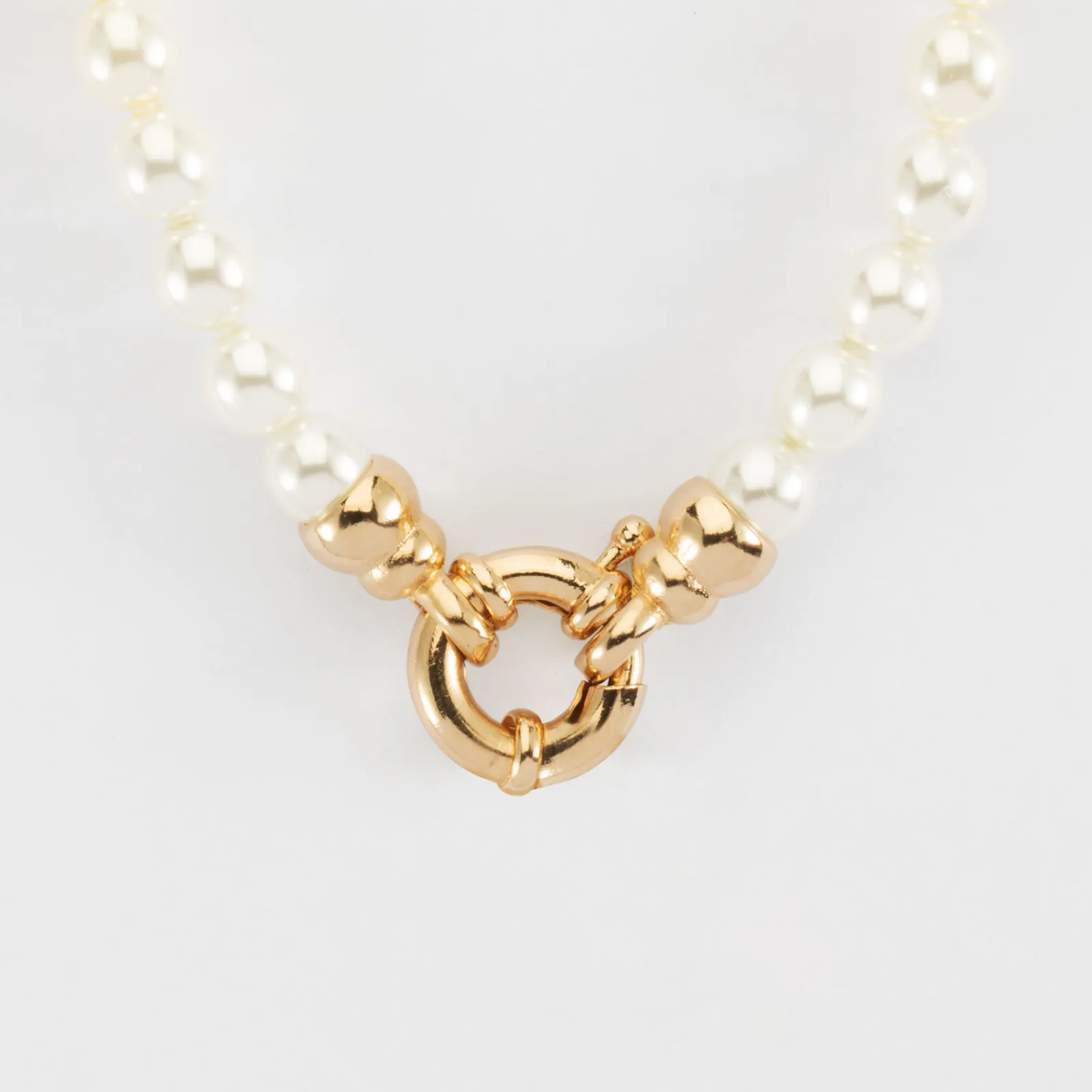 Hot HappyBulle Collier perles de Majorque fermoir marin plaqué or