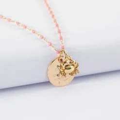 Discount HappyBulle Collier perles Miyuki colorées personnalisé médaille gravée plaqué or 15 mm et breloque(s) summer - à composer