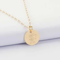 Sale HappyBulle Collier perles Miyuki colorées personnalisé médaille gravée plaqué or 15 mm