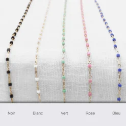 New HappyBulle Collier perles Miyuki colorées personnalisé médaille gravée plaqué or 19 mm