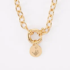 Best HappyBulle Collier personnalisé chaine fermoir marin médaille gravée plaqué or 10 mm