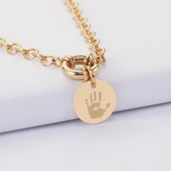 Best HappyBulle Collier personnalisé chaine fermoir marin médaille gravée plaqué or 15 mm