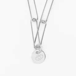 HappyBulle Collier personnalisé grandes mailles médaille gravée argent 10 mm Argent rhodié 925
