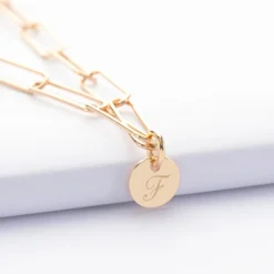 Online HappyBulle Collier personnalisé grandes mailles médaille gravée plaqué or 10 mm Plaqué or 18k