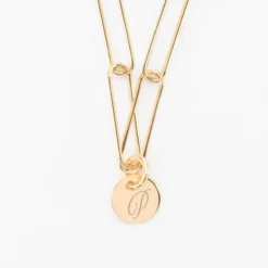 Online HappyBulle Collier personnalisé grandes mailles médaille gravée plaqué or 10 mm Plaqué or 18k
