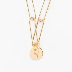 Online HappyBulle Collier personnalisé grandes mailles médaille gravée plaqué or 10 mm Plaqué or 18k