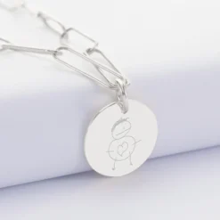 Hot HappyBulle Collier personnalisé grandes mailles médaille gravée argent 19 mm Argent rhodié 925