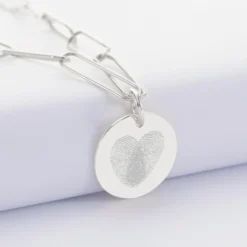 Hot HappyBulle Collier personnalisé grandes mailles médaille gravée argent 19 mm Argent rhodié 925