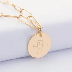 Hot HappyBulle Collier personnalisé grandes mailles médaille gravée plaqué or 19 mm Plaqué or 18k