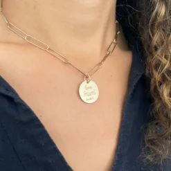 Hot HappyBulle Collier personnalisé grandes mailles médaille gravée plaqué or 19 mm Plaqué or 18k
