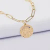 Hot HappyBulle Collier personnalisé petites mailles médaille Lune zircons crépuscule gravée plaqué or 16 mm