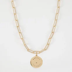 Hot HappyBulle Collier personnalisé petites mailles médaille Lune zircons crépuscule gravée plaqué or 16 mm