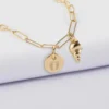 Discount HappyBulle Collier personnalisé petites mailles médaille gravée plaqué or 10 mm et breloque(s) summer - à composer