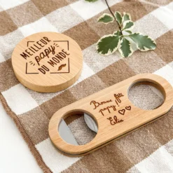 Outlet HappyBulle Décapsuleur magnet rond bois gravé 60x60 mm - édition spéciale