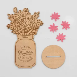 Outlet HappyBulle Décoration bouquet de fleurs personnalisé bois gravé 16x9 cm - Edition spéciale 