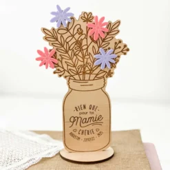 Best HappyBulle Décoration bouquet de fleurs personnalisé bois gravé 16x9 cm - Edition spéciale 