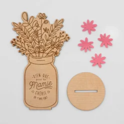 Best HappyBulle Décoration bouquet de fleurs personnalisé bois gravé 16x9 cm - Edition spéciale 