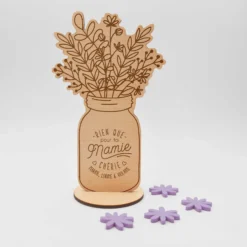 Best HappyBulle Décoration bouquet de fleurs personnalisé bois gravé 16x9 cm - Edition spéciale 