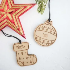 HappyBulle Décoration de Noël personnalisée bois gravé "Boule de Noël" Boule sapin de Noël