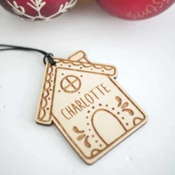 Outlet HappyBulle Décoration de Noël personnalisée bois gravé "" Maison pain d'épice