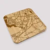 Hot HappyBulle Dessous de plat "Géo map" personnalisé gravé bambou 145x145 mm