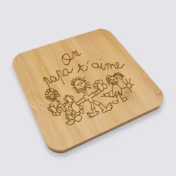 Sale HappyBulle Dessous de plat personnalisé gravé bambou 145x145 mm