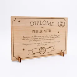 Outlet HappyBulle Diplôme du meilleur maître personnalisé bois gravé 15x10 cm avec support Homme