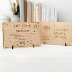 Outlet HappyBulle Diplôme du meilleur maître personnalisé bois gravé 15x10 cm avec support Homme