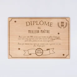 Outlet HappyBulle Diplôme du meilleur maître personnalisé bois gravé 15x10 cm avec support Homme