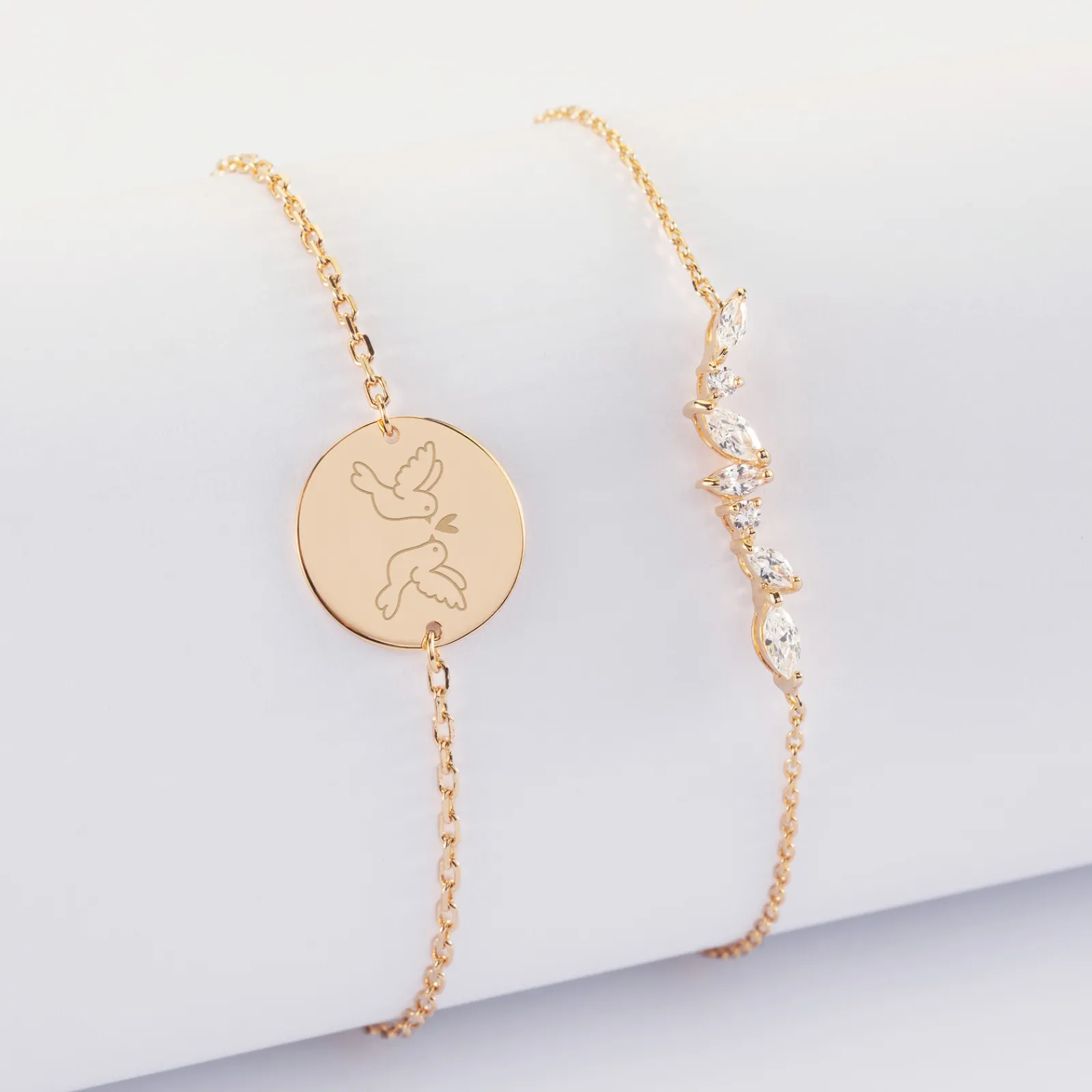 Best HappyBulle Duo bracelets Mariée personnalisés chaine barrette scintillante et médaille gravée plaqué or 2 trous 15 mm Plaqué or 18k