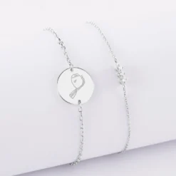 Clearance HappyBulle Duo bracelets personnalisés chaine trio scintillant et médaille gravée argent 2 trous 15 mm Argent rhodié 925