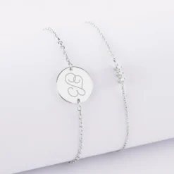 Clearance HappyBulle Duo bracelets personnalisés chaine trio scintillant et médaille gravée argent 2 trous 15 mm Argent rhodié 925