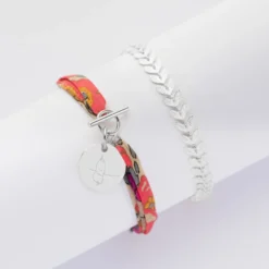 Best HappyBulle Duo bracelets personnalisés Epi et Liberty fermoir médaille gravée argent 15 mm Argent rhodié 925